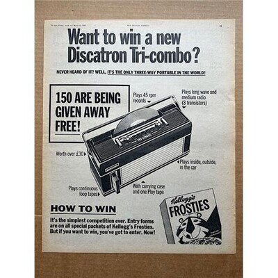 DISCOTON TRI-COMBO POSTER SIZED original music press advert from 1969 for the ra