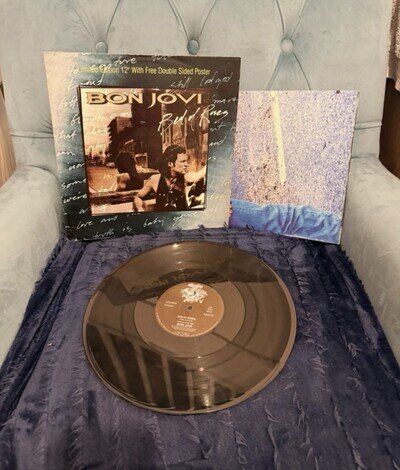 Bon Jovi - Bed Of Roses - 1992 - 12” Vinyl Record & Poster - BARGAIN