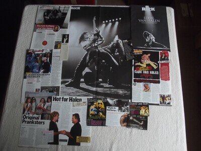 VAN HALEN - MAGAZINE CUTTINGS COLLECTION - CLIPPINGS, BOOKLET, POSTER X14.