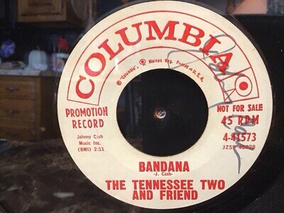 JOHNNY CASH AUTHENTICATED SIGNED Promotional 45 Single 1960-Bandana