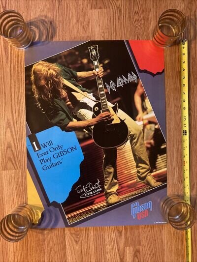 Vintage 1988 RARE Def Leppard Gibson Steve Clark Guitars Poster EXCELLENT 18X24