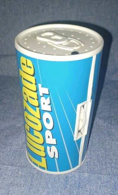 VINTAGE NOVELTY LUCOZADE SPORTS CAN SHAPE RADIO FM BAND