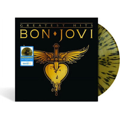 BON JOVI GREATEST HITS BLACK & GOLD SPLATTER VINYL USA LIMITED EDITION LP CREASE