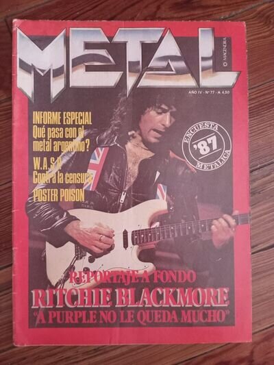 RITCHIE BLACKMORE DEEP PURPLE ARG 1987 - Original METAL Mag- POISON POSTER !!