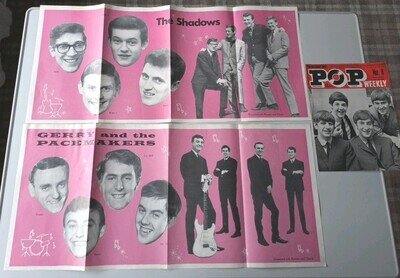 1960's GERRY & THE PACEMAKERS POSTER,THE SHADOWS - BEATLES OUTER COVER POP No8