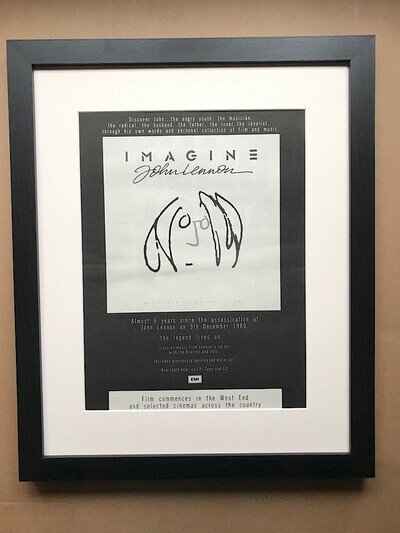 JOHN LENNON IMAGINE - FILM (FRAMED) POSTER SIZED original music press advert fro