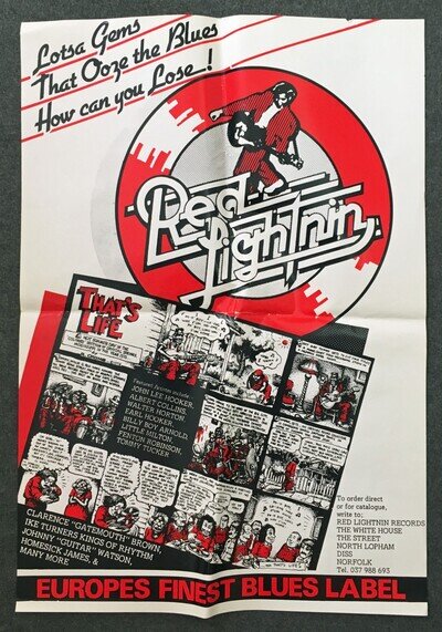 Vintage Red Lightnin Records Promo Poster Robert Crumb Blues