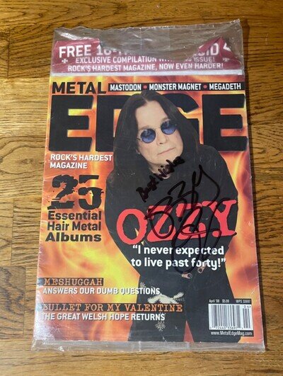 Ozzy Osbourne/ Autograph/ Metal Edge Magazine/ 2008/ Special Edition/ CD/ Signed