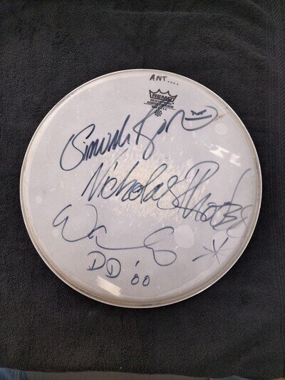 Duran Duran Signed Drum Skin with Simon le Bon Nicholas Rhodes Autograph