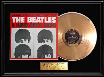 THE BEATLES A HARD DAY'S NIGHT GOLD RECORD LP W-PRINTED SIGNED AUTOGRAPHS RARE!