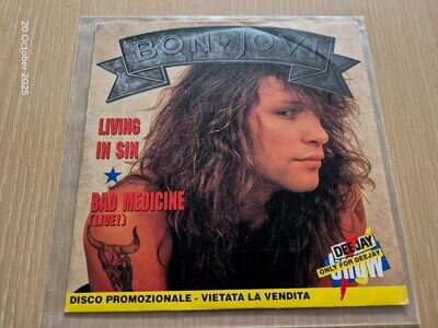 Bon Jovi Living in sin 7" single Italian Promo pic sleeve