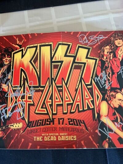 Def Leppard/Kiss*RARE*Signed Color Concert Poster By All Members