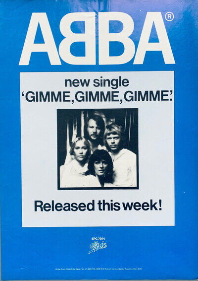 ABBA original 1979 POSTER ADVERT GIMME GIMME GIMME Epic