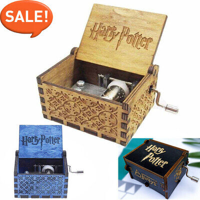 Harry Potter Music Box Engraved Wooden Music Box Musical Toys Hand Game Gift.