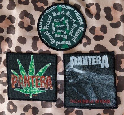 3x Vintage 1990s Pantera Woven Sew On Patches Excellent Condition