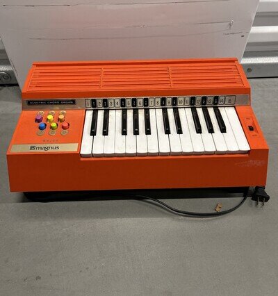 Vintage Magnus Electric Chord Organ Orange Keyboard Works Tested