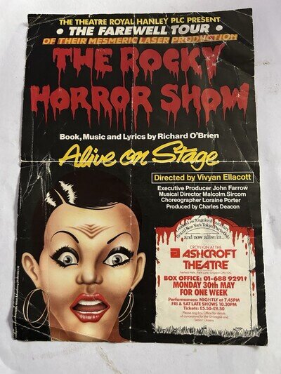 21cm X 15cm Flyer For Rocky Horror Show Farewell Tour