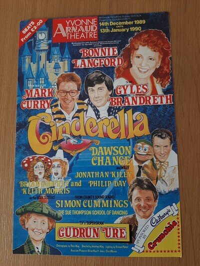 Yvonne Arnaud Theatre Handbill Panto 1989-1990 Bonnie Langford Gyles Brandeth