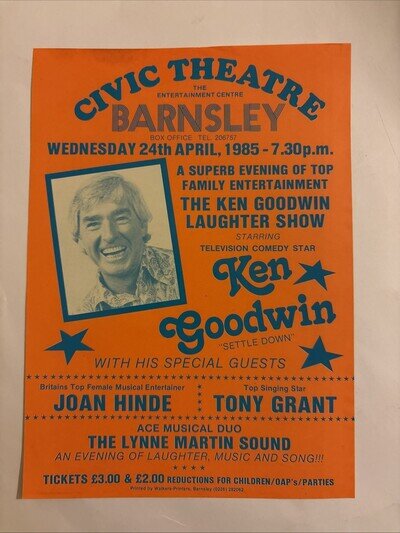 Ken Goodwin With Tony Grant & Joan Hinde A5 Theatre Flyer