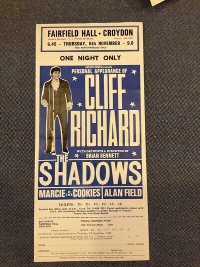 Cliff Richard Original Concert Flyer