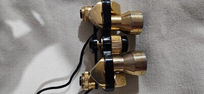 Vintage Folding Opera Brass Binoculars with Leather Case