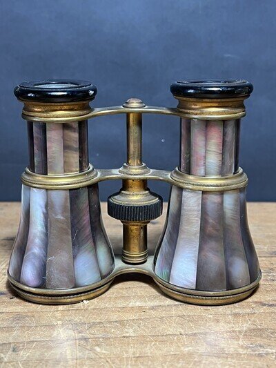 Antique Abalone Opera Glasses Binoculars Brass c1890s Good Working Condition