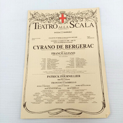 Teatro Alla Scala Cyrano de Bergerac 2008 ITALIAN Programme Poster Fourneillier