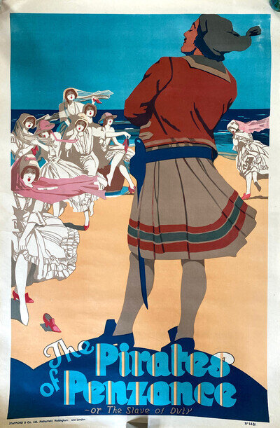 Pirates of Penzance Gilbert Sullivan opera theatre poster 1910-20 Stafford & Co
