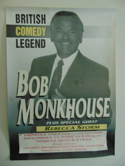 Bob Monkhouse - theatre poster (1980s, Rebecca Storm, Clacton)
