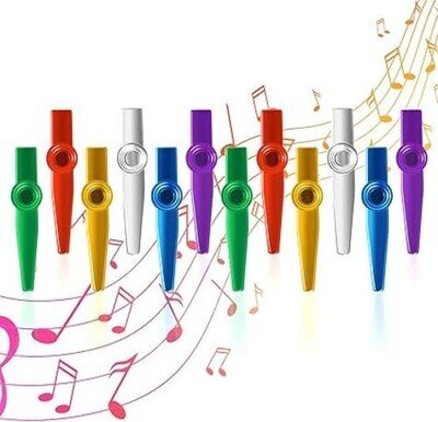 12 Pcs Metal Kazoo, 6 ColorsMusical Instruments Kazoos Multipack Flute Diaphragm