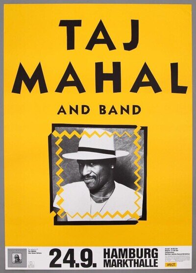 TAJ MAHAL – rare vintage original Hamburg 1991 concert poster LIKE NEVER BEFORE