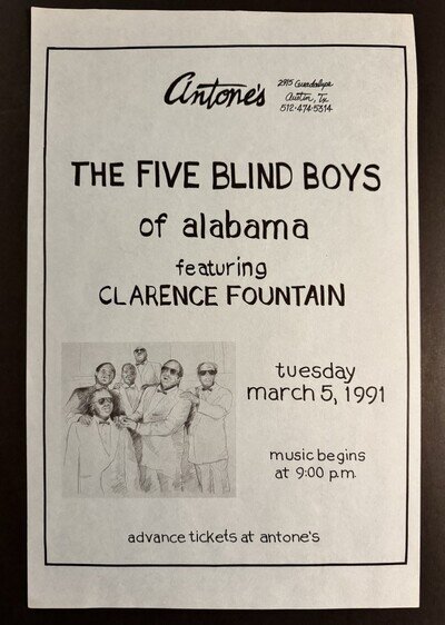 THE FIVE BLIND BOYS OF ALABAMA Original Concert Poster ANTONE’S Gospel Blues
