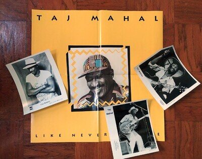 1991 TAJ MAHAL Original Album 24x24 Poster & lot of 3 publicity press photos