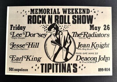 LEE DORSEY JESSE HILL EARL KING RADIATORS Original Tipitina’s 70s Concert Poster