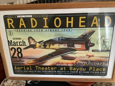 Radiohead Tour Poster Featuring Spiritualised, Signed By Artist. Print only.