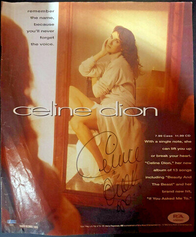 CELINE DION SIGNED AUTOGRAPH CELINE DION MAGAZINE PAGE IF YOU ASKED ME TO PSA B