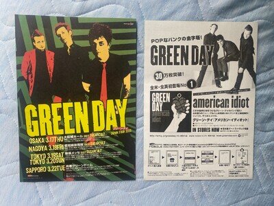 GREEN DAY Japan Tour original LIVE 2005 American Idiot promotional flyer-poster