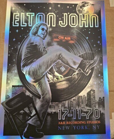 ELTON JOHN Tour Poster 17/11/70 Recording RAINBOW FOIL
