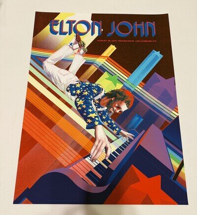 Elton John 8/25/1970 Troubadour Los Angeles Kevin Tong Commemorative Poster