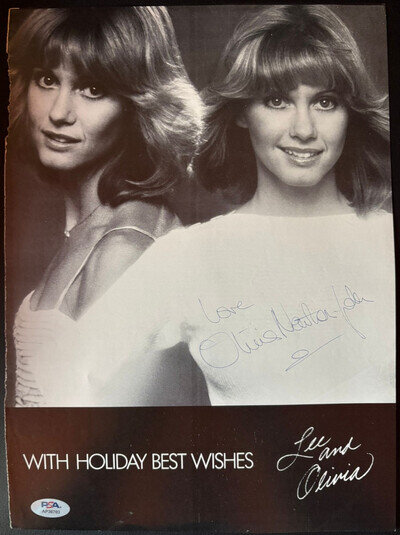 OLIVIA NEWTON-JOHN SIGNED AUTOGRAPH MAGAZINE PAGE VINTAGE FULL NAME GREASE PSA F