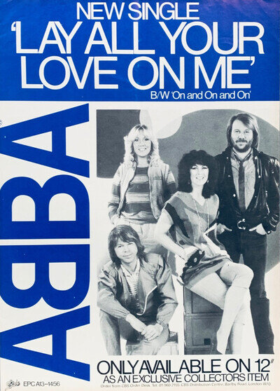 ABBA original 1981 POSTER ADVERT LAY ALL YOUR LOVE ON ME Super Trouper