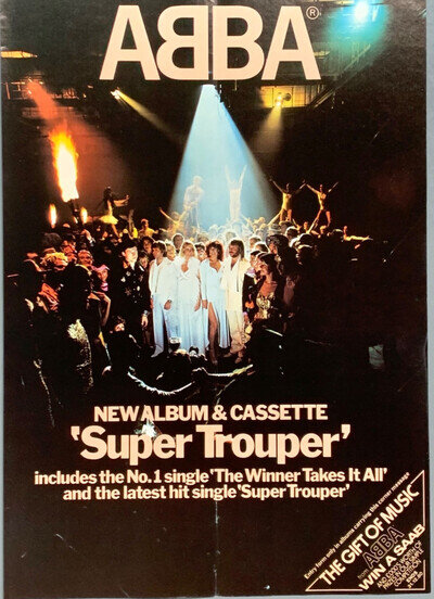 ABBA original 1980 POSTER ADVERT SUPER TROUPER Win a Saab
