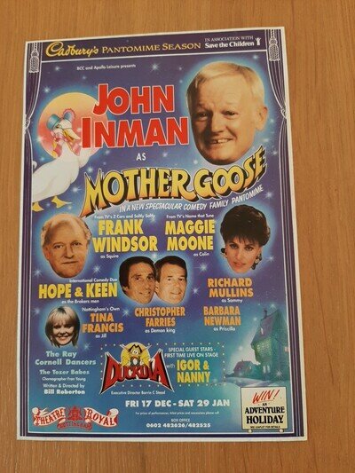 Theatre Royal Nottingham Handbill 1993-1994 Panto John Inman Frank Windsor