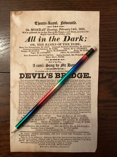 Georgian Playbill Flyer Theatre Royal Newcastle 1825 Devils Bridge