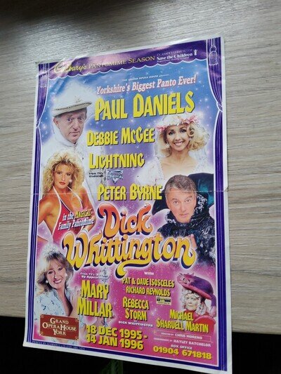 PANTO THEATRE FLYER 1995,YORK GRAND OPERA HOUSE,PAUL DANIELS,GLADIATOR LIGHTNING