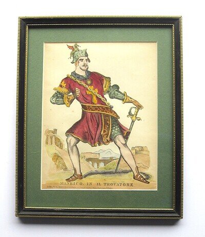 c1860 Manrico in Il Trovatore Redington Opera Tinsel Antique Print Caricature