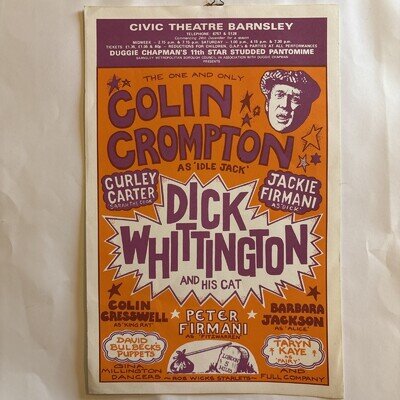 Barnsley Civic Pantomime 1979-Dick Whittington Box Office Card Poster