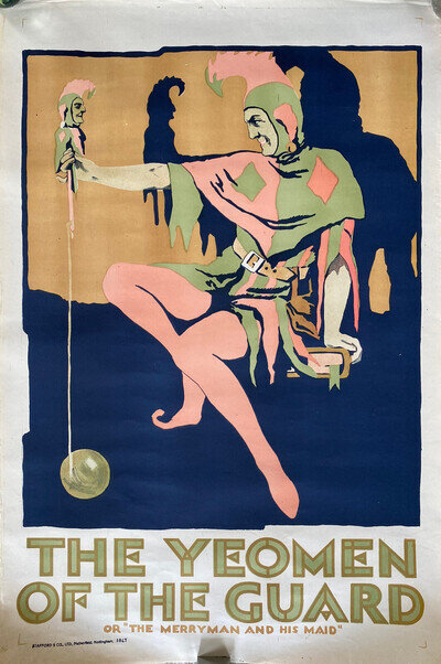 Yeomen of the Guard Gilbert Sullivan opera theatre poster 1910-20 Stafford & Co