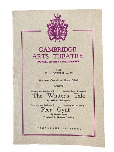 Cambridge Arts Theatre Programme The Winters Tale William Shakespeare 1959