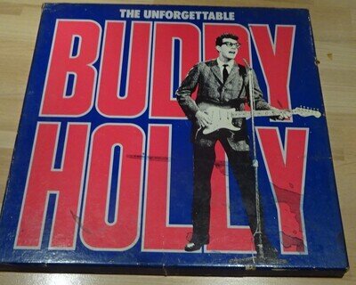 BUDDY HOLLY-THE UNFORGETTABLE-4 LP BOX SET-12"VINYL LP-(EX LPS)-(GOOD-BOX)+ BOOK